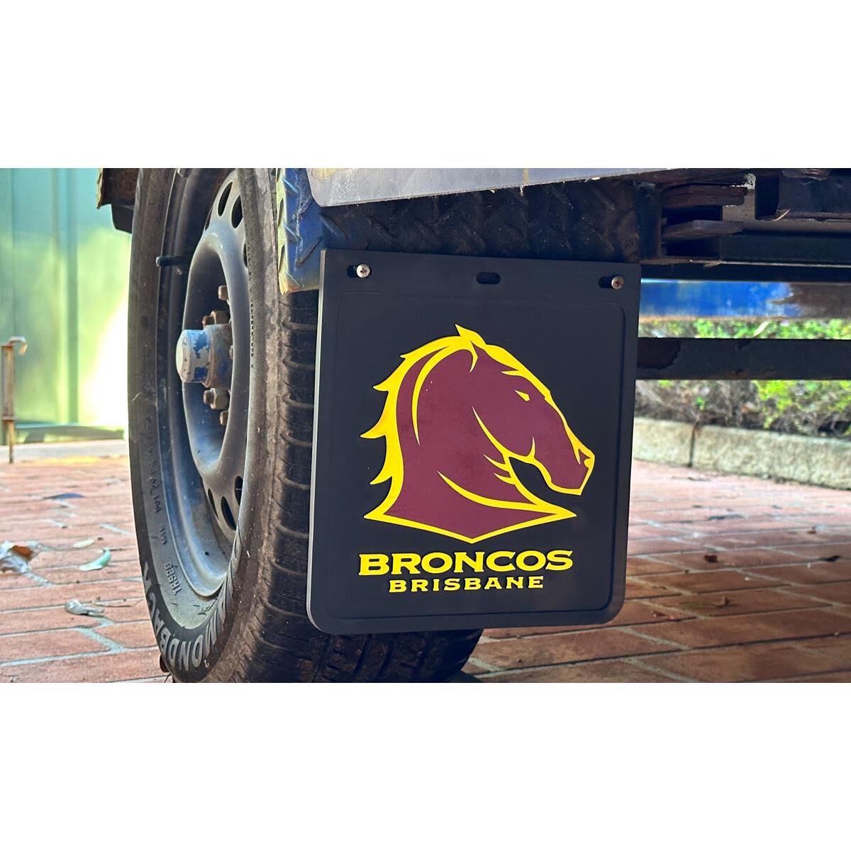 280MM DROP X 300MM WIDTH BLACK MONO MUDFLAP  - BRONCOS, , scaau_hi-res