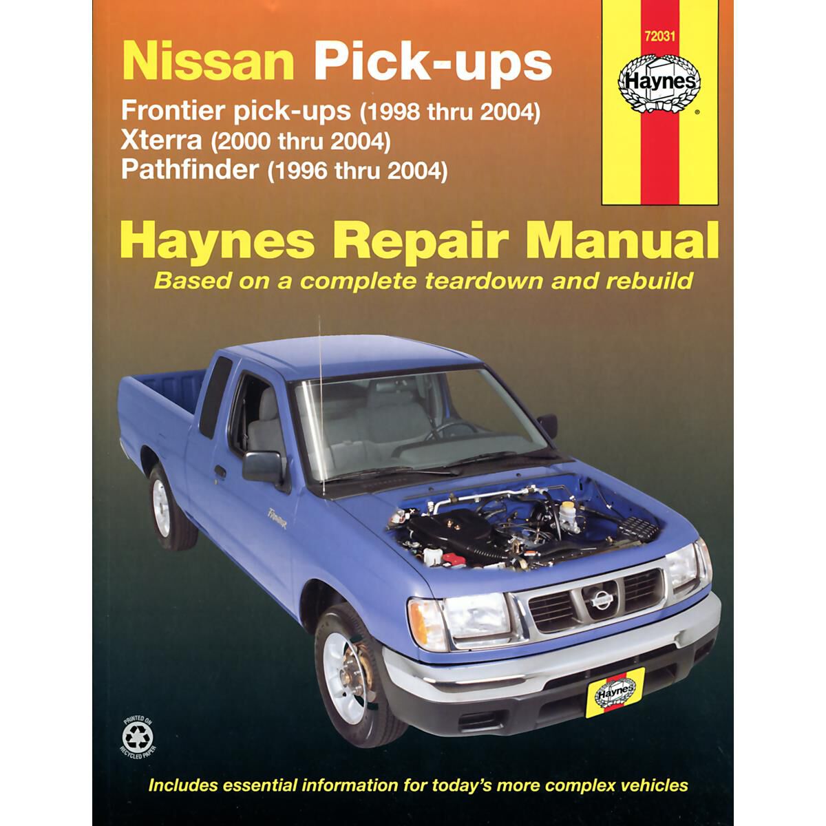 NISSAN FRONTIER, XTERRA & PATHFINDER HAYNES REPAIR MANUAL FOR 1996 THRU 2004 COVERING FRONTIER PICK-UP (1998 THRU 2004), XTERRA (2000 AND 2004) AND PATHFINDER (1996 THRU 2004) (DOES NOT INCLUDE INFORMATION ON SUPERCHARGED ENGINE MODELS), , scaau_hi-res