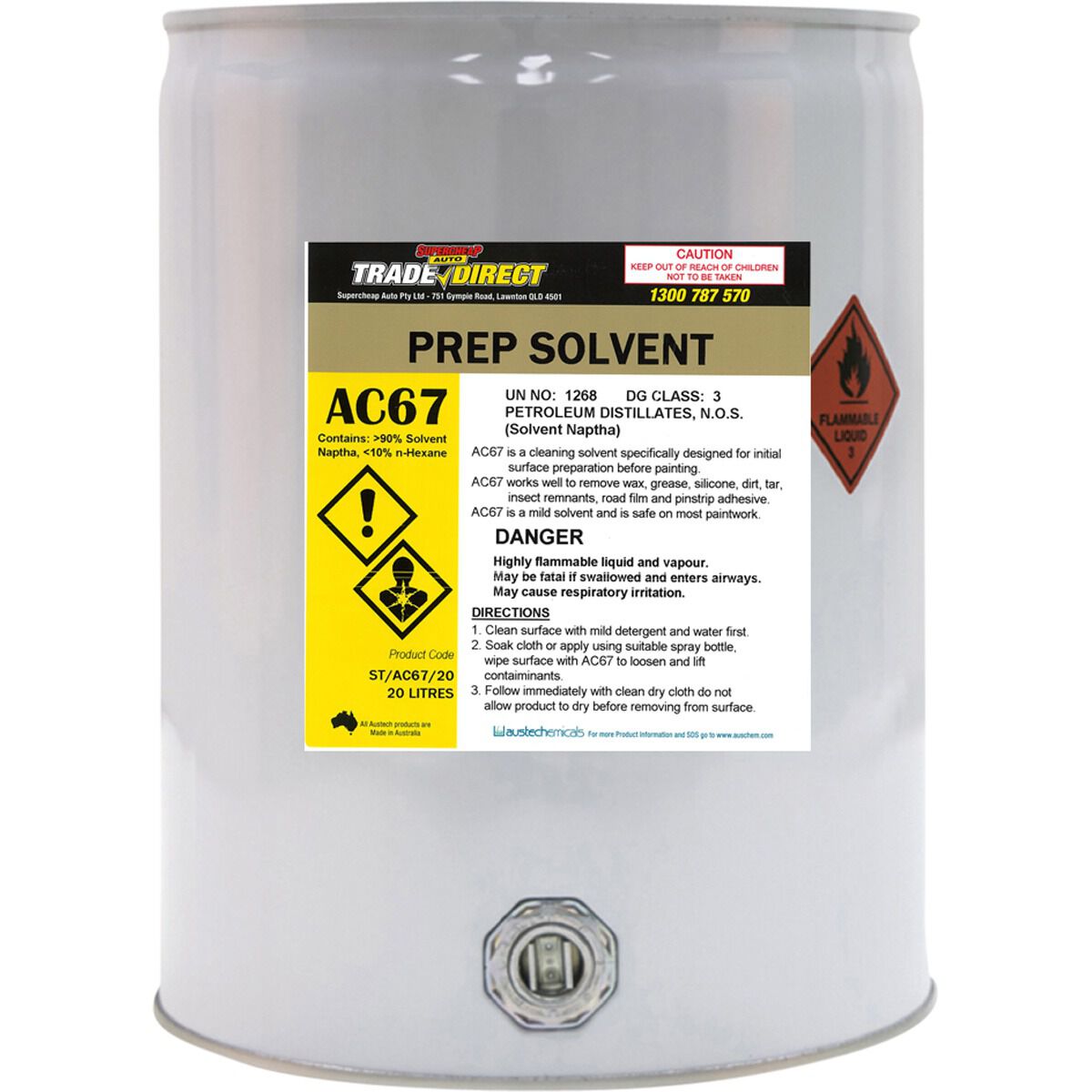 Prep Solvent Cleaner 20 Litre ST/AC67/20 Supercheap Auto