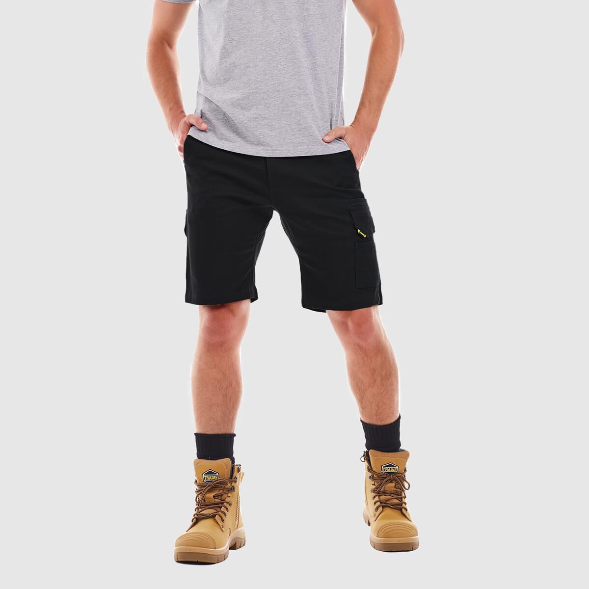 TRADIE FLEX CONTRAST CARGO SHORT BLACK 77, , scaau_hi-res