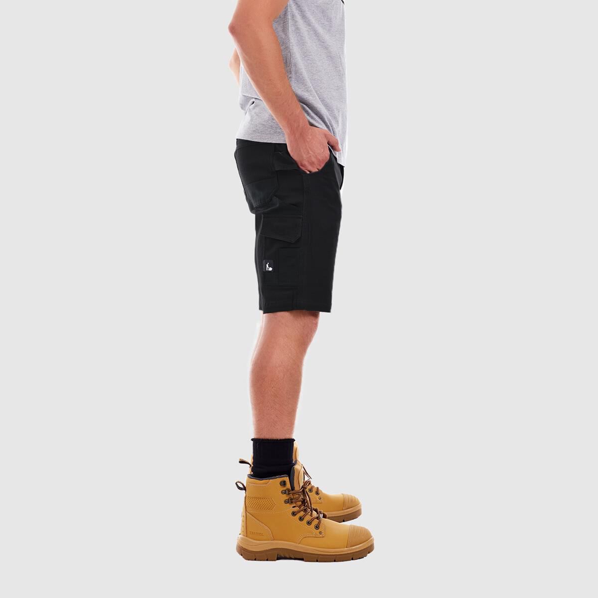 TRADIE FLEX CONTRAST CARGO SHORT BLACK 77, , scaau_hi-res