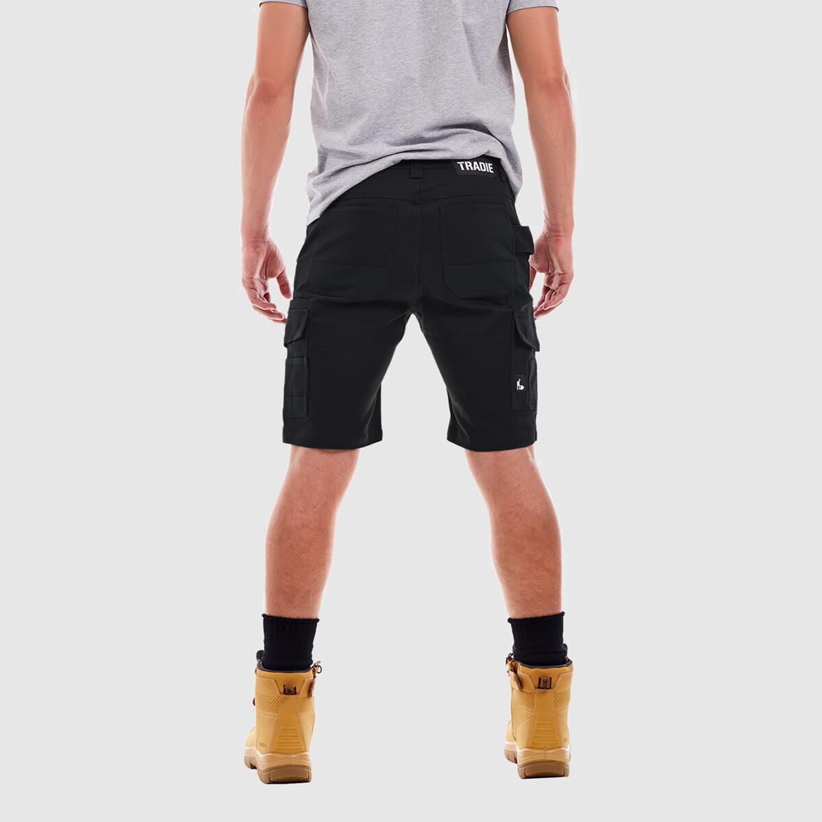 TRADIE FLEX CONTRAST CARGO SHORT BLACK 77, , scaau_hi-res