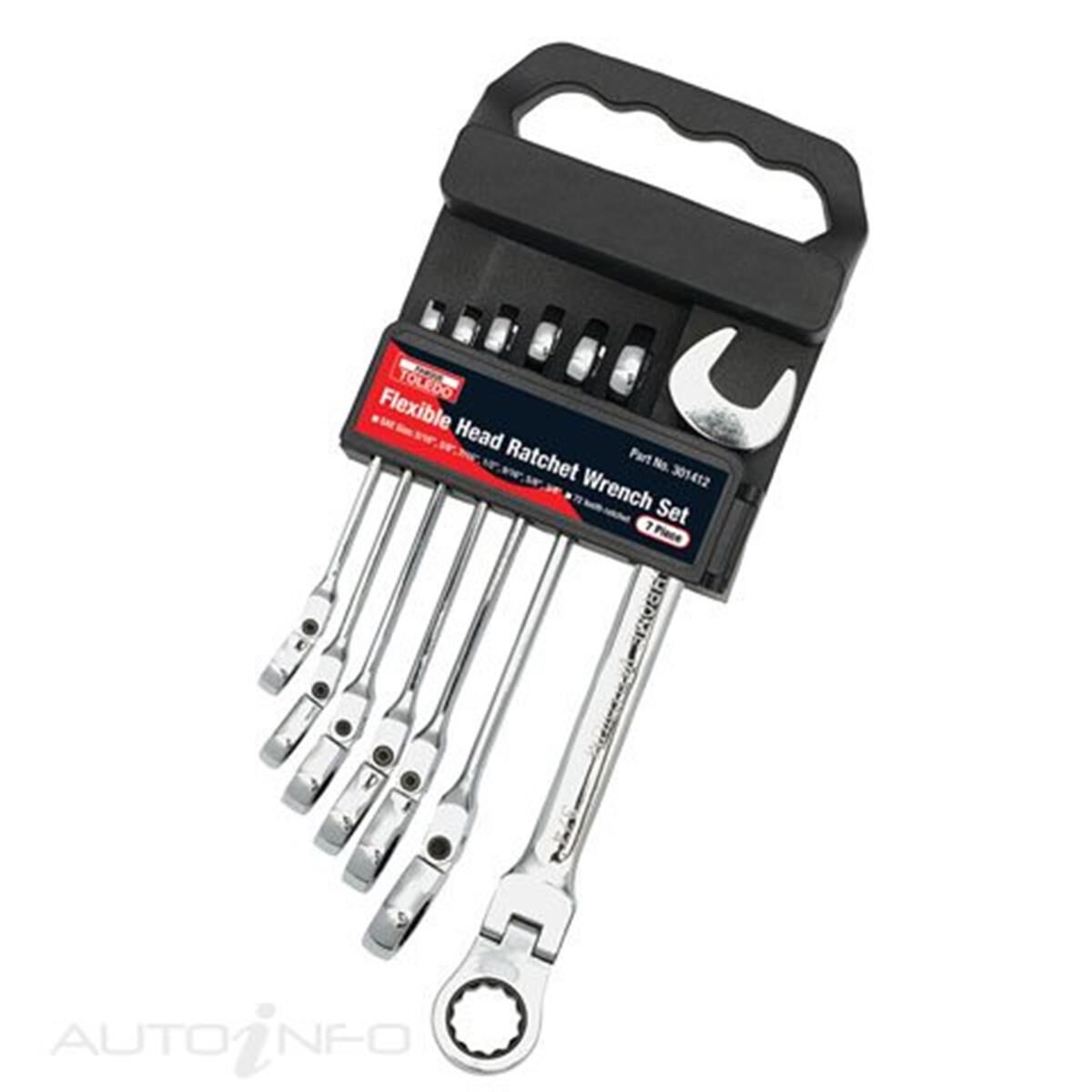 TOLEDO FLEX HEAD RATCHET WRENCH SET SAE, , scaau_hi-res