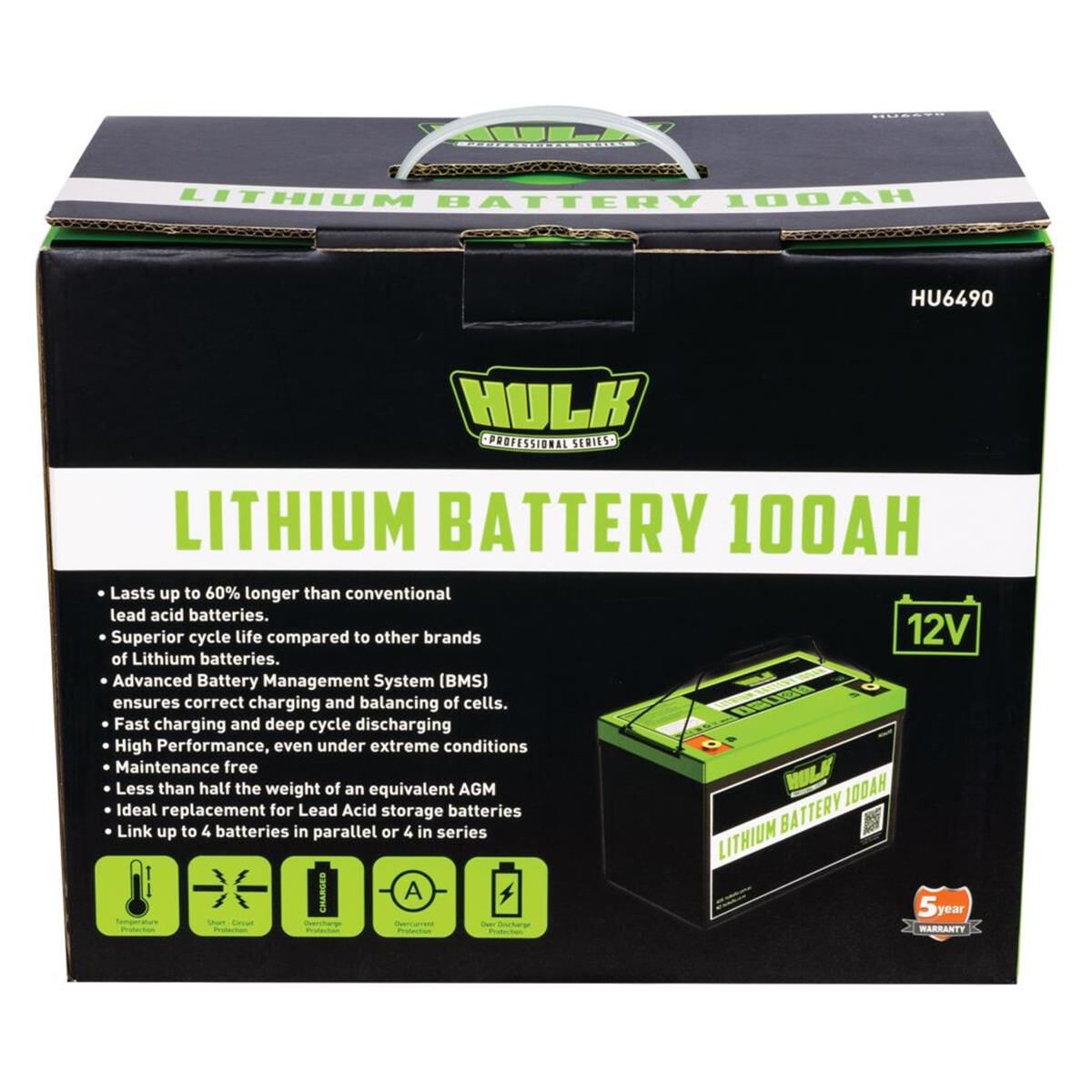 100Ah LITHIUM BATTERY LifePo4 12V 305mm x 168mm x 210mm 11.5kg, , scaau_hi-res