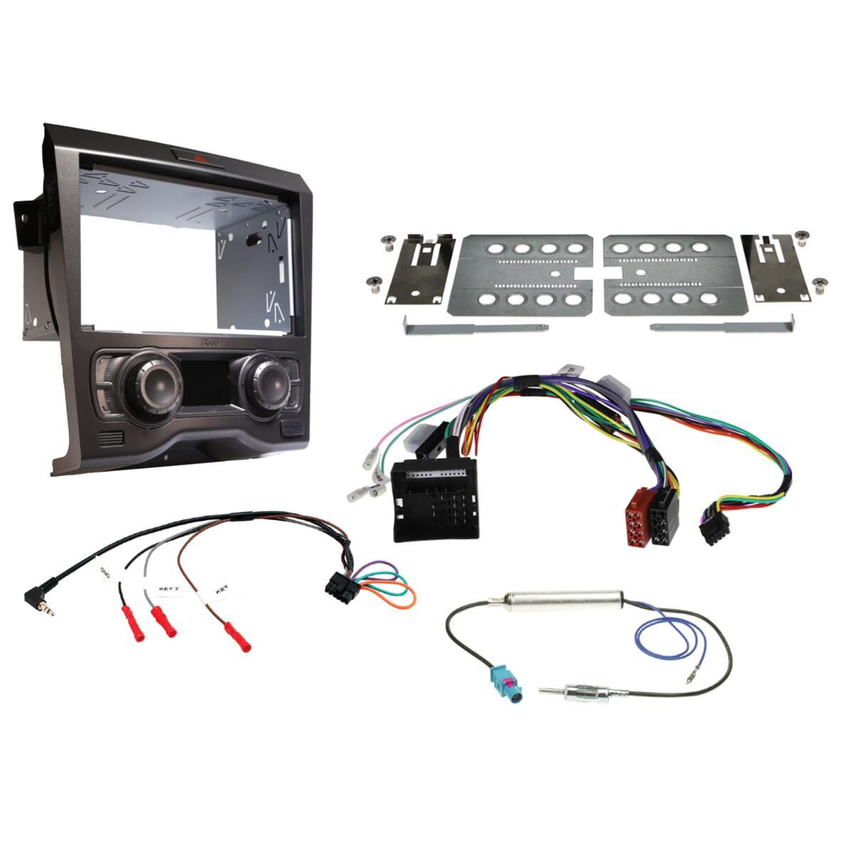DOUBLE DIN INSTALL KIT TO SUIT HOLDEN COMMODORE VE SERIES 1 DUAL ZONE CLIMATE CONTROL (GUNMETAL GREY), , scaau_hi-res