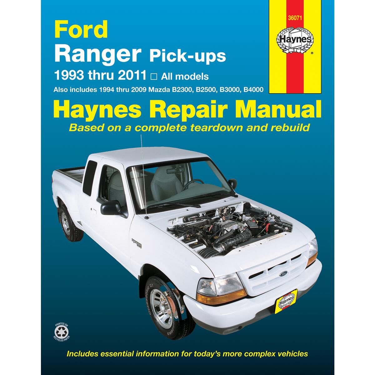 FORD RANGER AND MAZDA PICK-UPS HAYNES REPAIR MANUAL COVERING ALL FORD RANGER MODELS FOR 1993 THRU 2011 AND MAZDA B2300/B2500/B3000/B4000 FOR 1994 THRU 2009, , scaau_hi-res