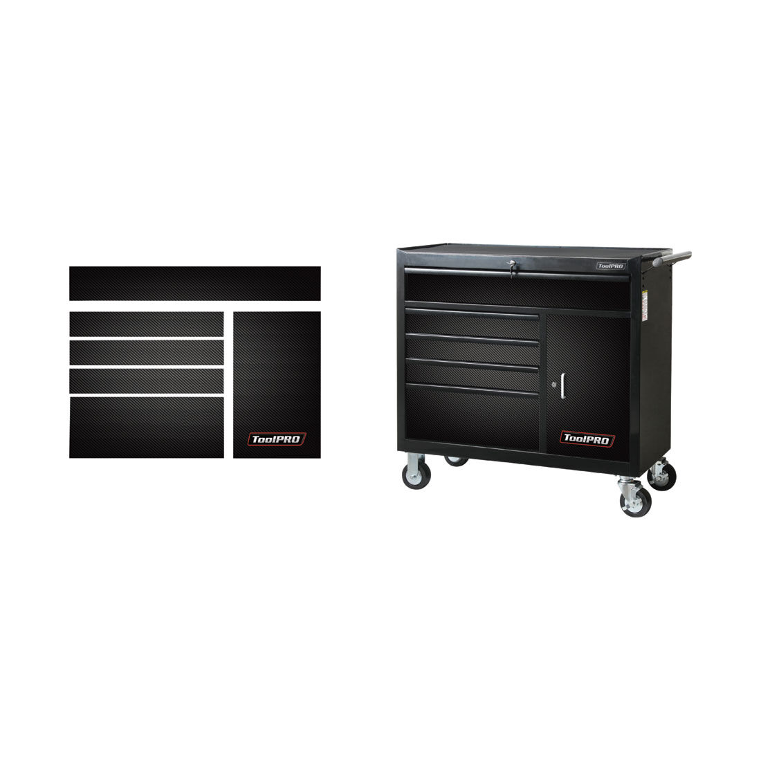 ToolPRO Tool Cabinet Magnet Fascia Set - Black Carbon Fibre, Suits 41" Cabinet, , scaau_hi-res