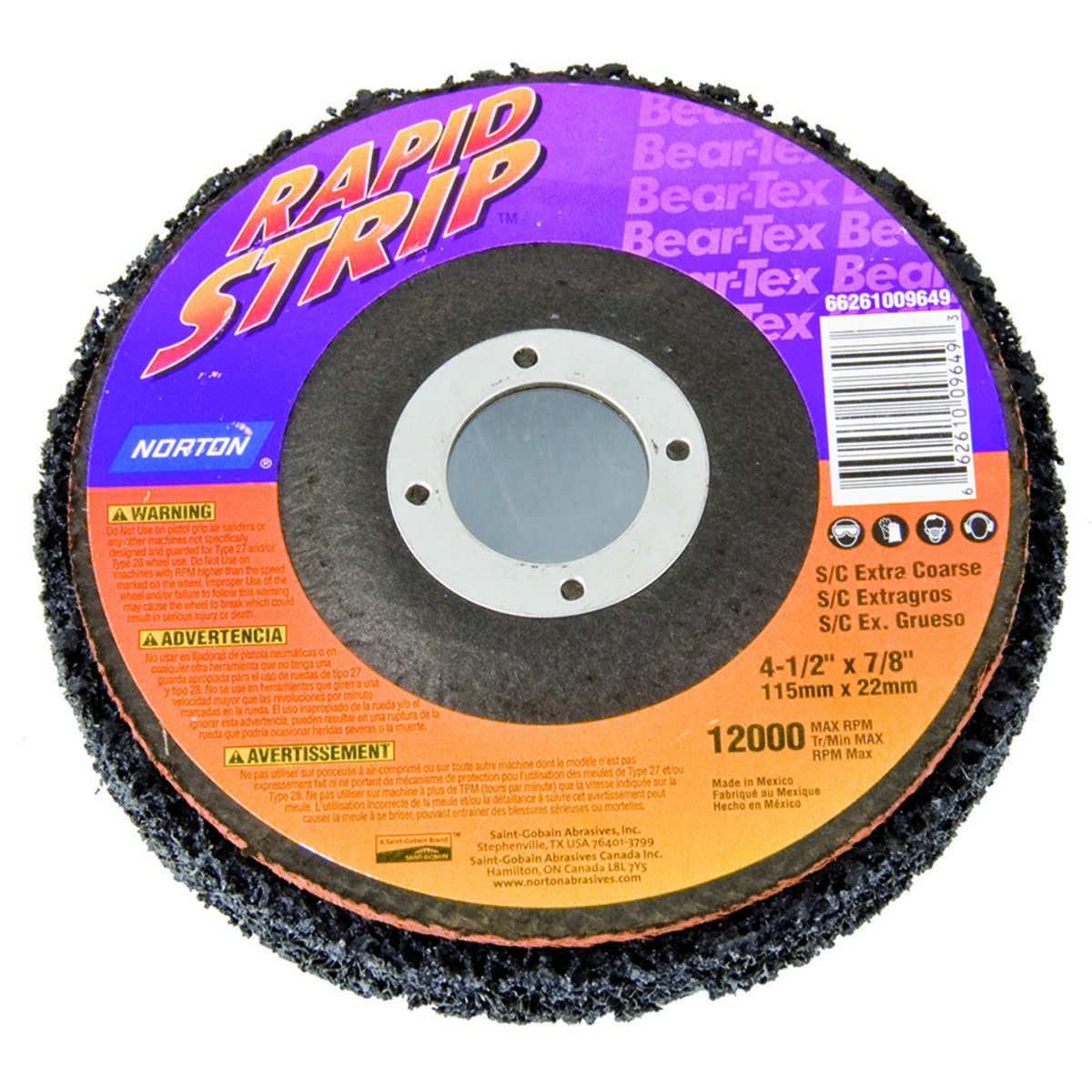 Norton BearTex Rapid Strip Disc Extra Coarse 115mm x 22mm, , scaau_hi-res
