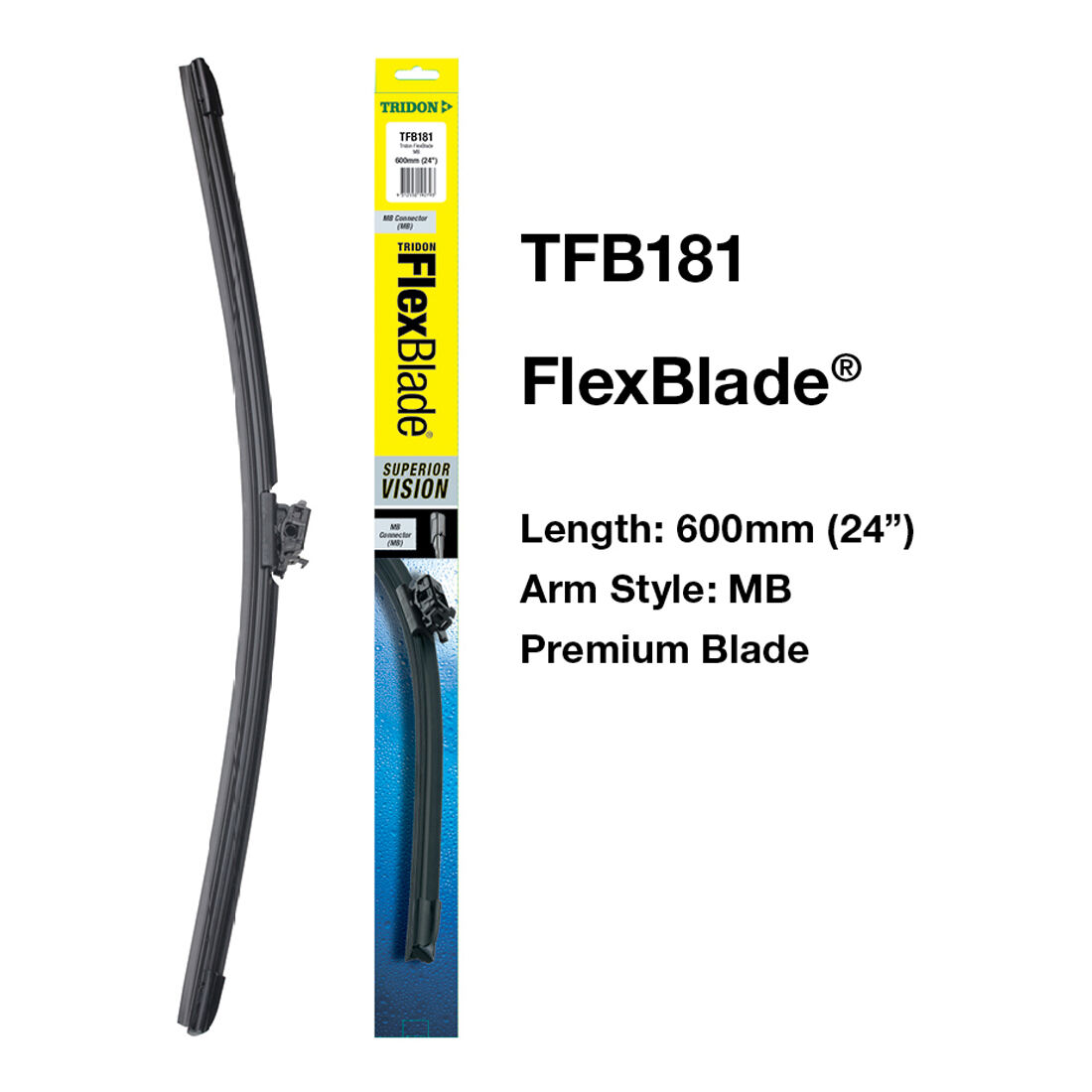 Tridon FlexBlade Wiper 600mm (24") NX, Single - TFB181, , scaau_hi-res