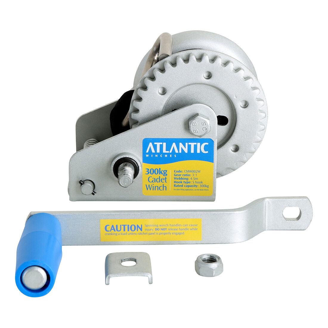 Atlantic Winch Cadet Webbing S Hook 4.5m, , scaau_hi-res