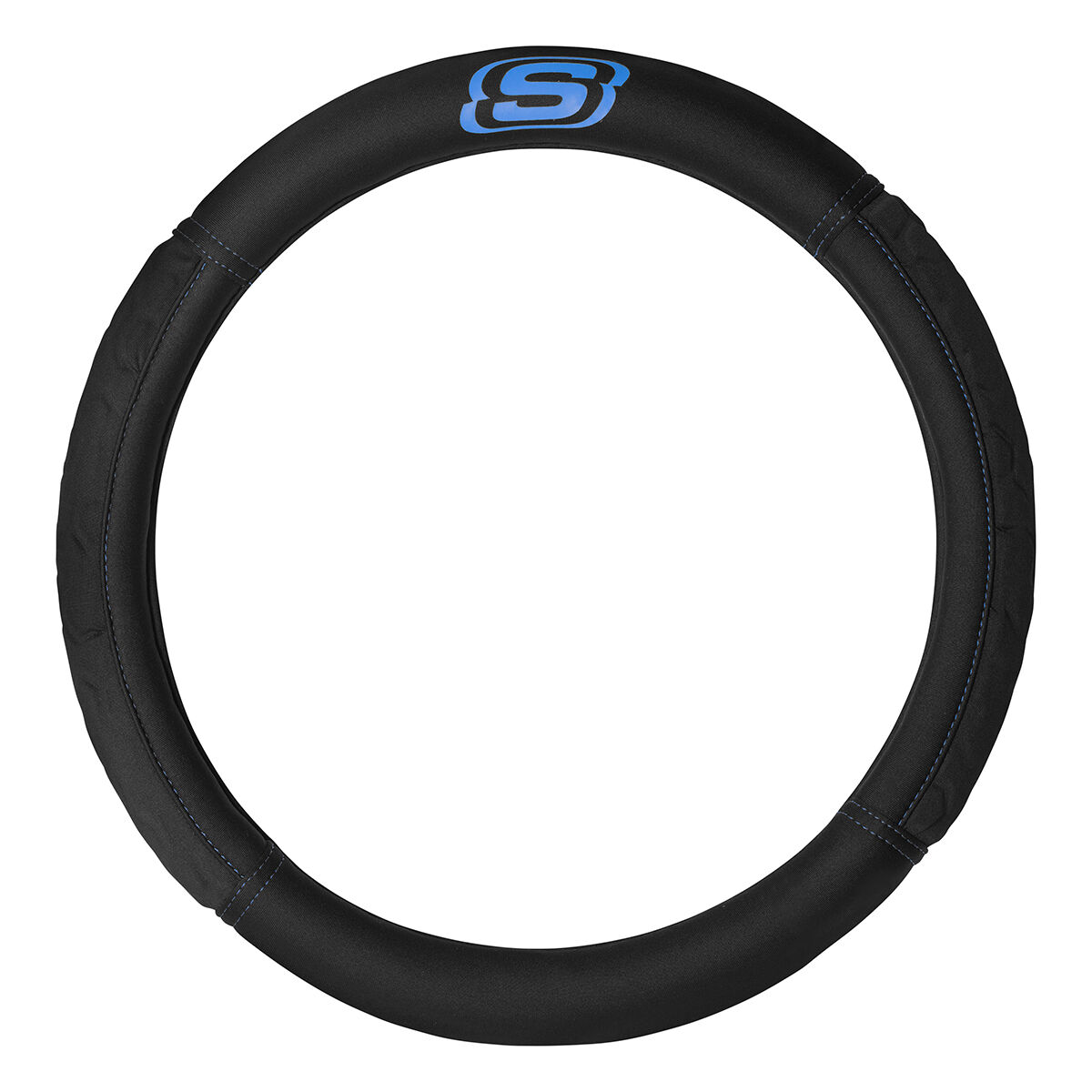 Skechers Gel Memory Foam Steering Wheel Cover Black/Blue 380mm, , scaau_hi-res