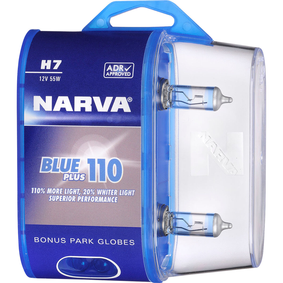Narva Blue Plus 110 Headlight Globes - H7, 12V 55W, 48535BL2, , scaau_hi-res