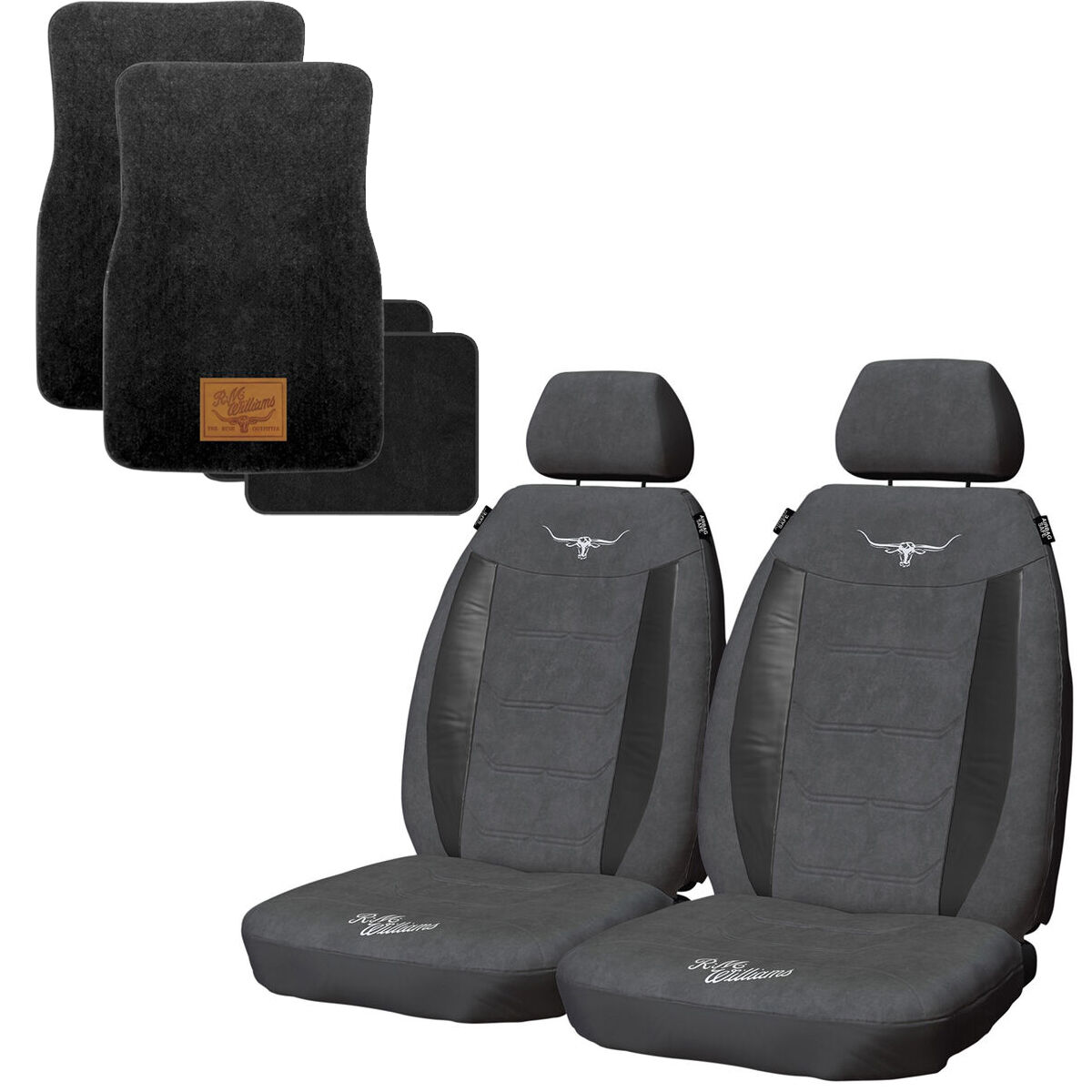 R.M.Williams Velour Seat Cover and Carpet Floor Mat Set, , scaau_hi-res