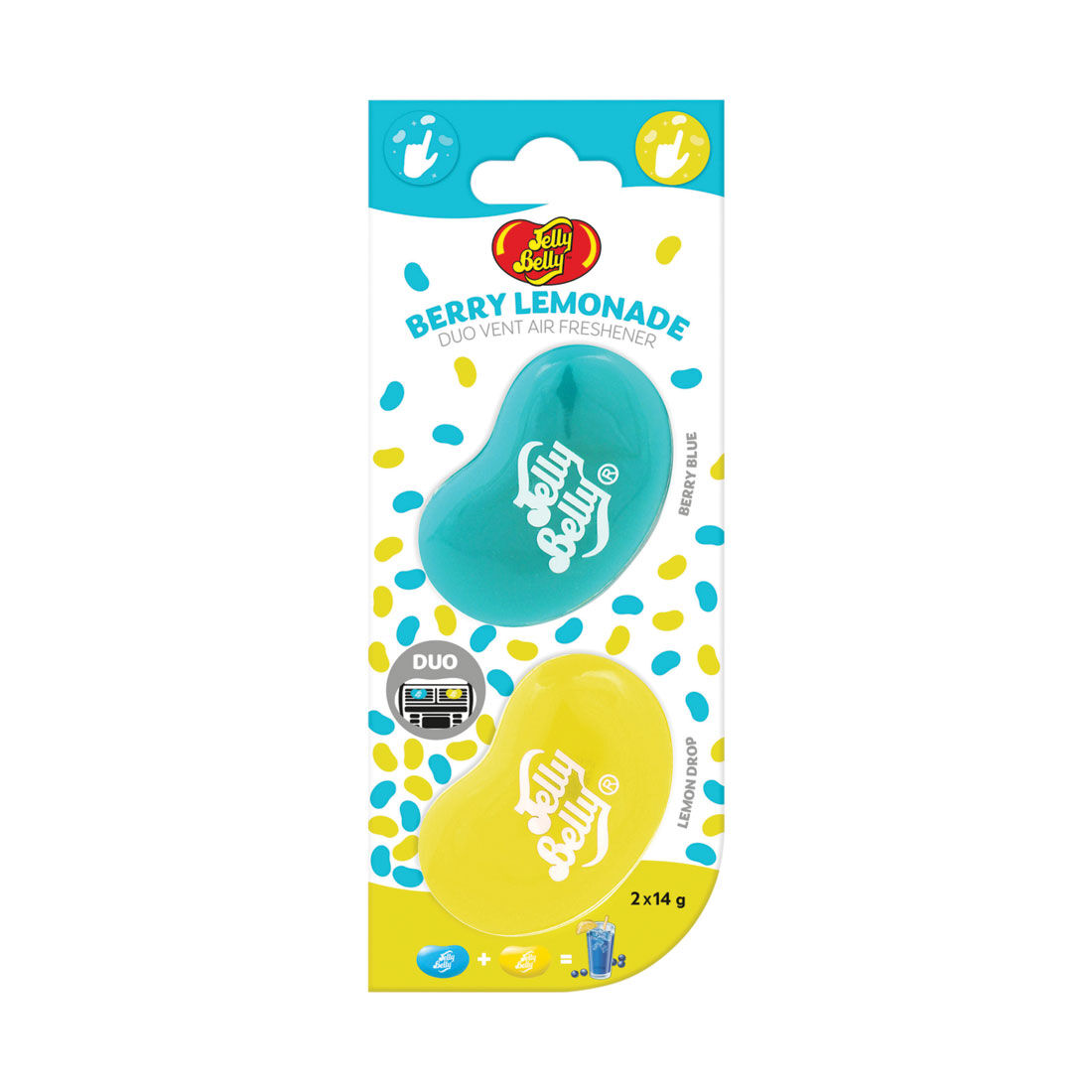 Jelly Belly Duo Car Air Freshener Vent Clips, Berry Lemonade Scent, 2 Pack, , scaau_hi-res