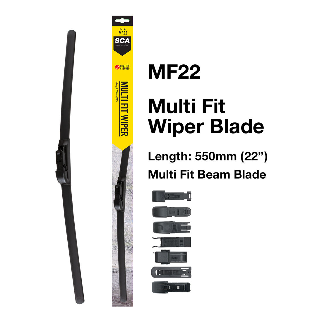 SCA Multi-Fit Wiper Blade 560mm (22") Single - MF22, , scaau_hi-res