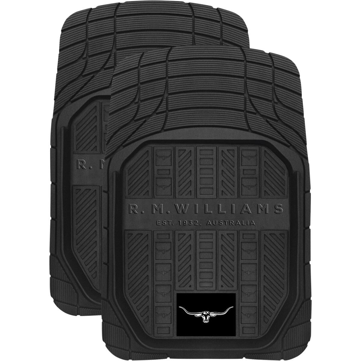 R.M.Williams Car Floor Mats Black Front Pair, , scaau_hi-res