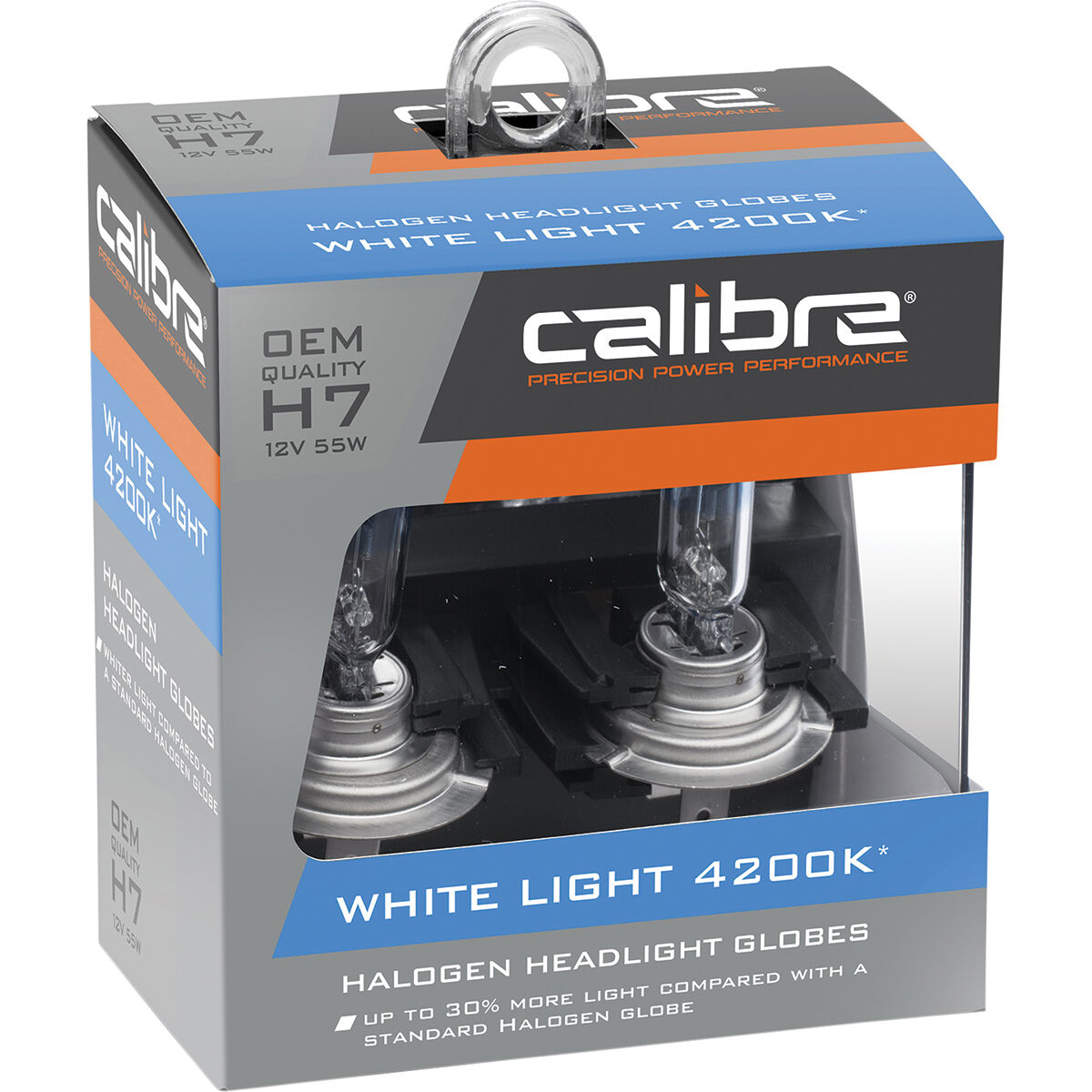 Calibre White Light 4200K Headlight Globes - H7, 12V 55W, CA4200H7