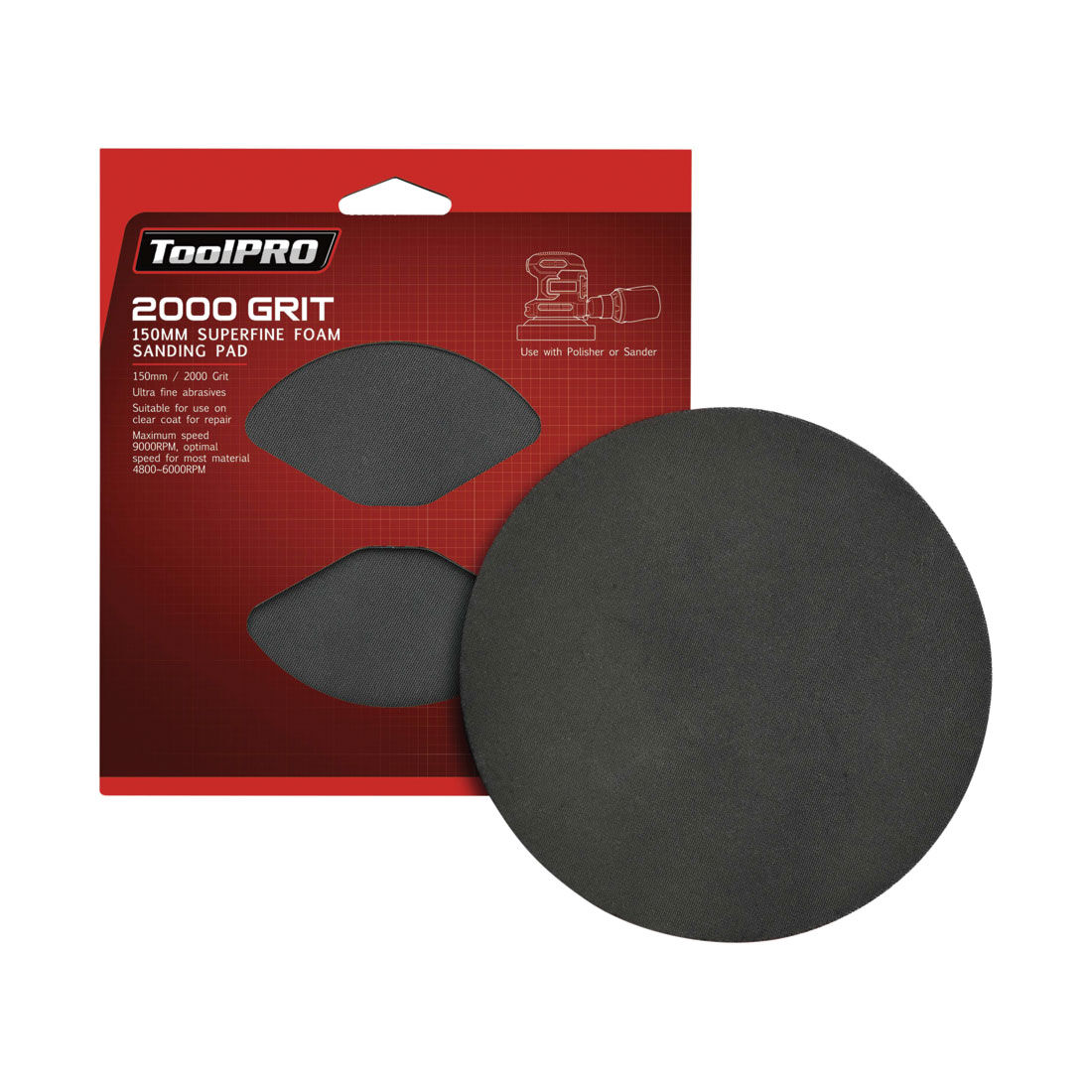 ToolPRO Foam Disc Superfine 150mm 2000 Grit, , scaau_hi-res