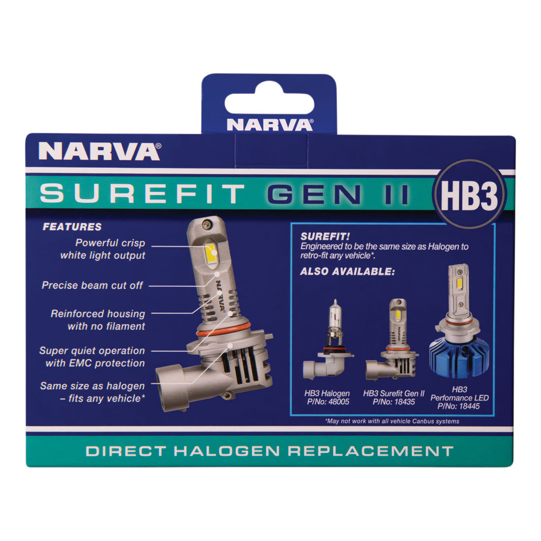 Narva Surefit LED Headlight Globes HB3 12/24V, , scaau_hi-res