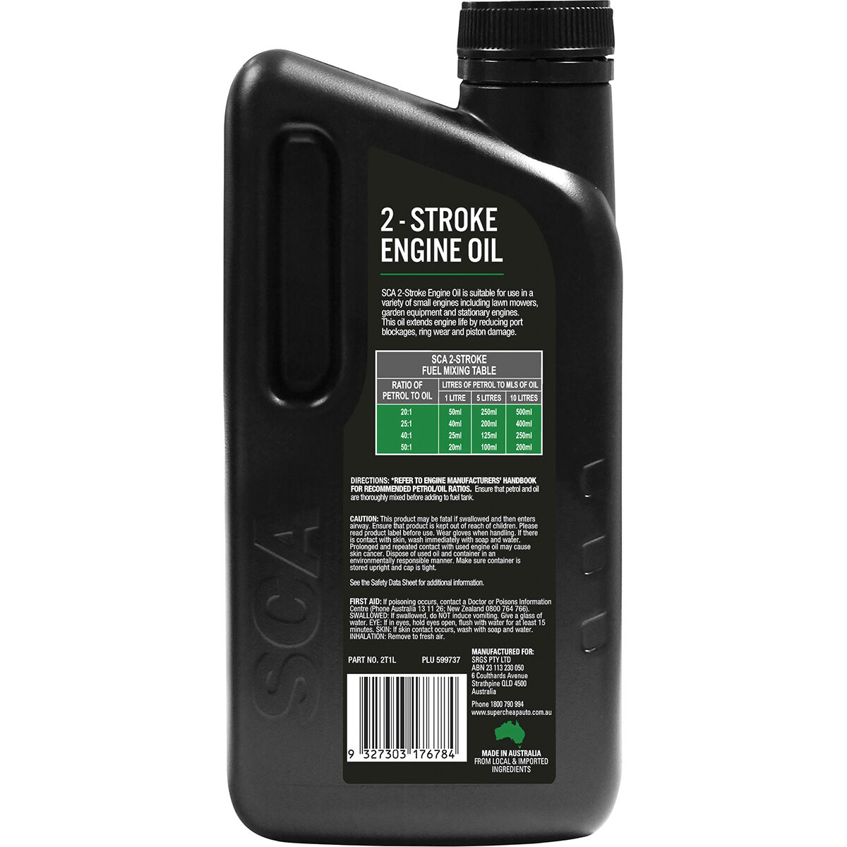 SCA Mineral Small Engine Oil 2 Stroke 1 Litre, , scaau_hi-res