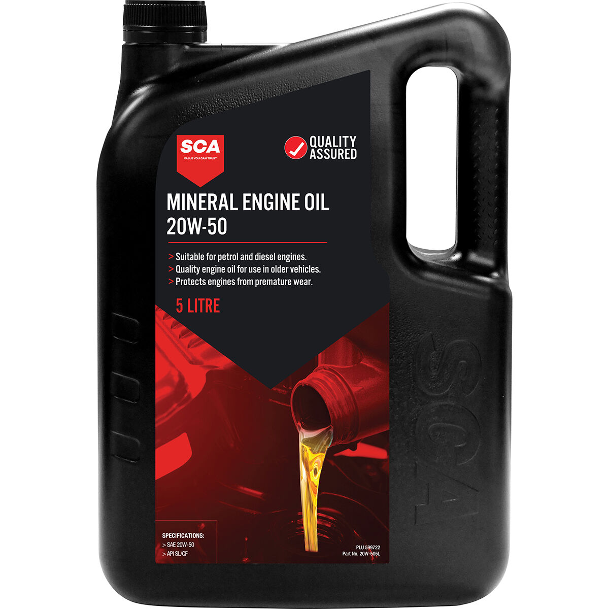 SCA Mineral Engine Oil 20W-50 5 Litre, , scaau_hi-res