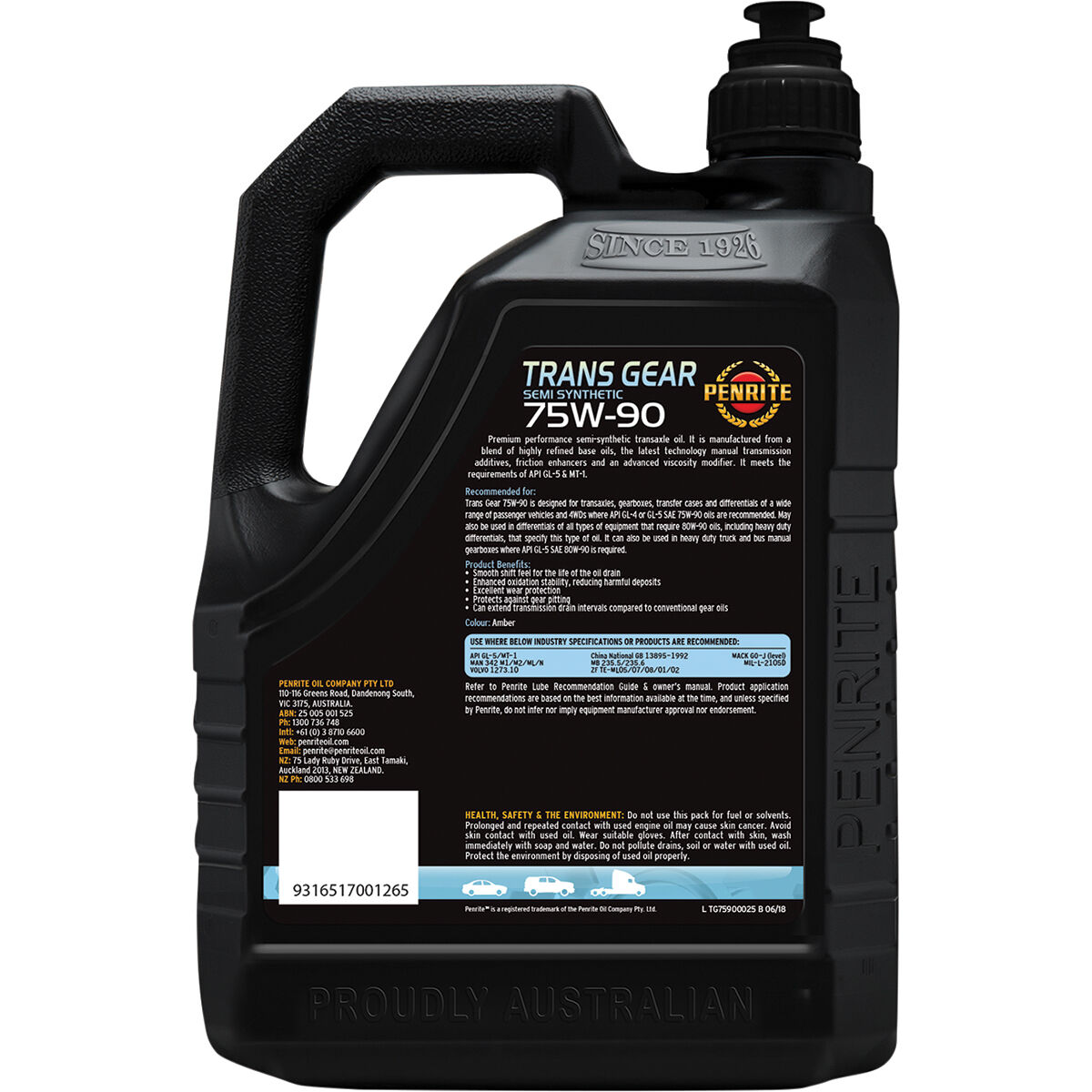 Penrite Trans Gear Oil - 75W-90 2.5 Litre, , scaau_hi-res