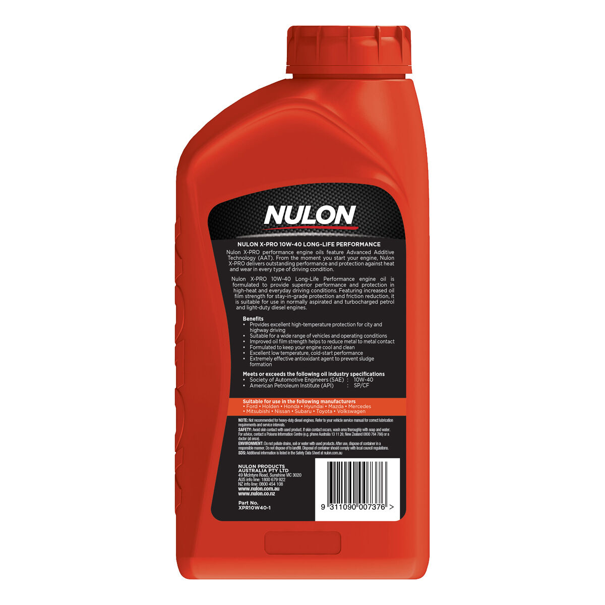 Nulon X-Pro 10W-40 Long Life Performance 1 Litre, , scaau_hi-res