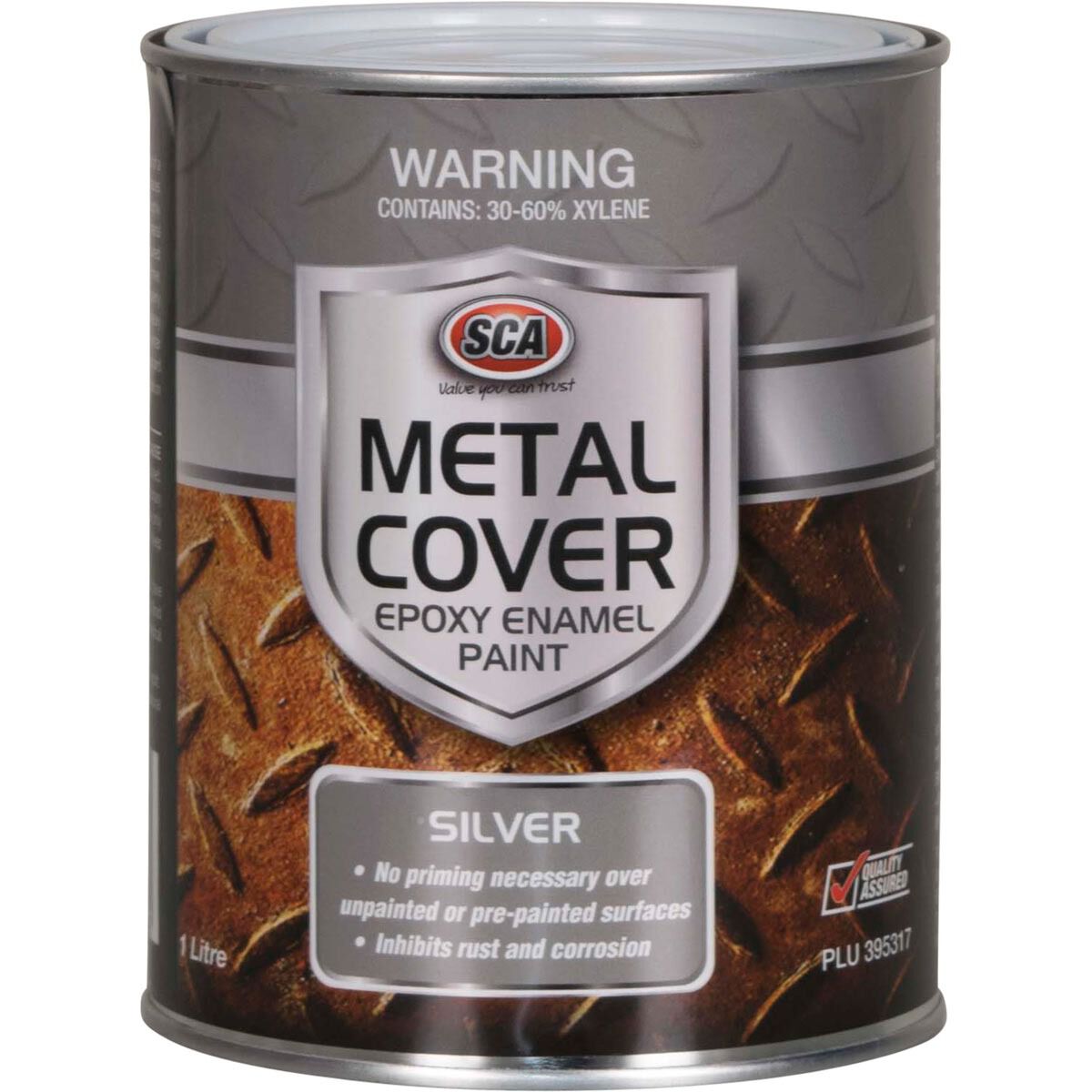 SCA Metal Cover Enamel Rust Paint, Silver - 1 Litre, , scaau_hi-res