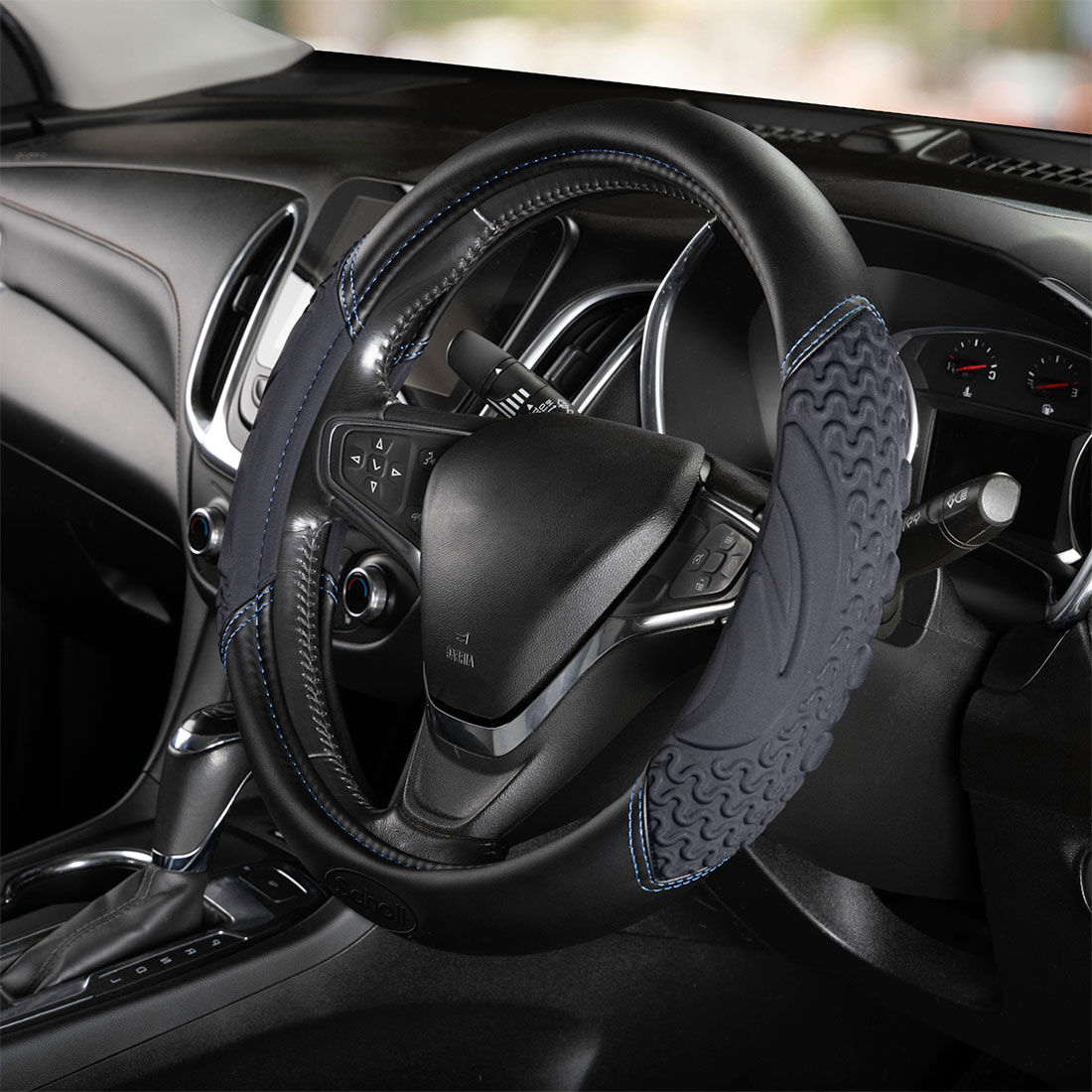 Scholls Infused Memory Foam Black Steering Wheel Cover, , scaau_hi-res