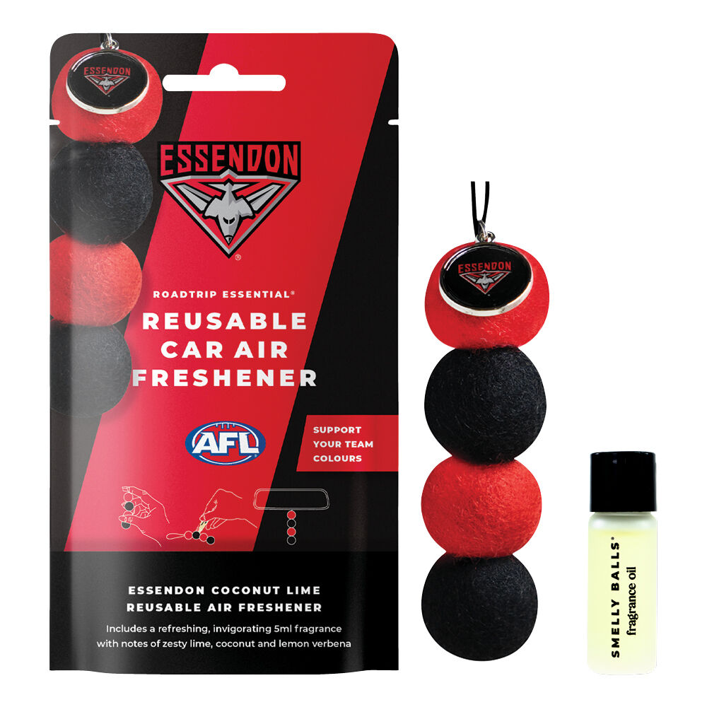 Roadtrip Essential Air Freshener Set Essendon Bombers Coconut Lime 5ml, , scaau_hi-res