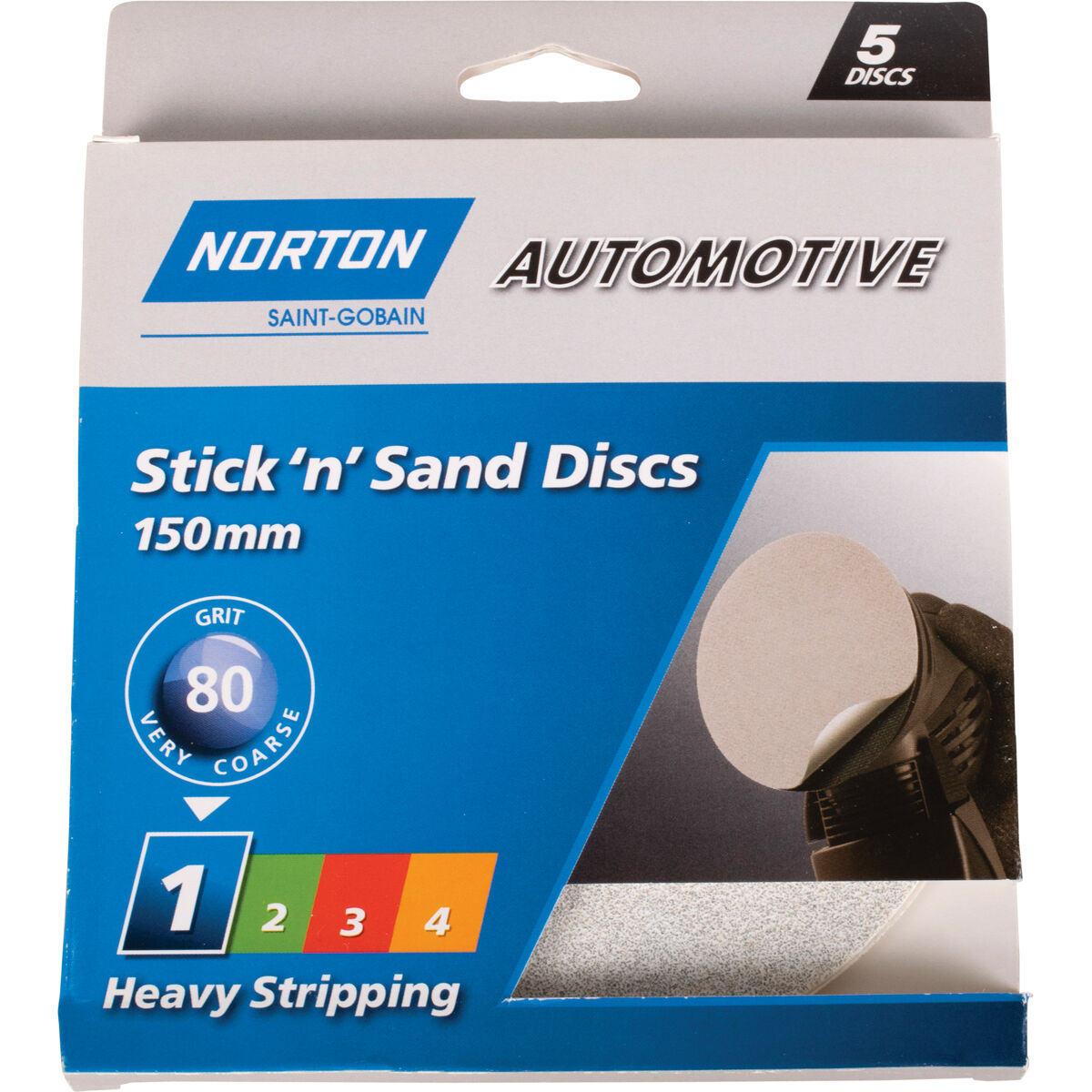 Norton 150mm Sticky Disc 80 Grit 5 Pack, , scaau_hi-res