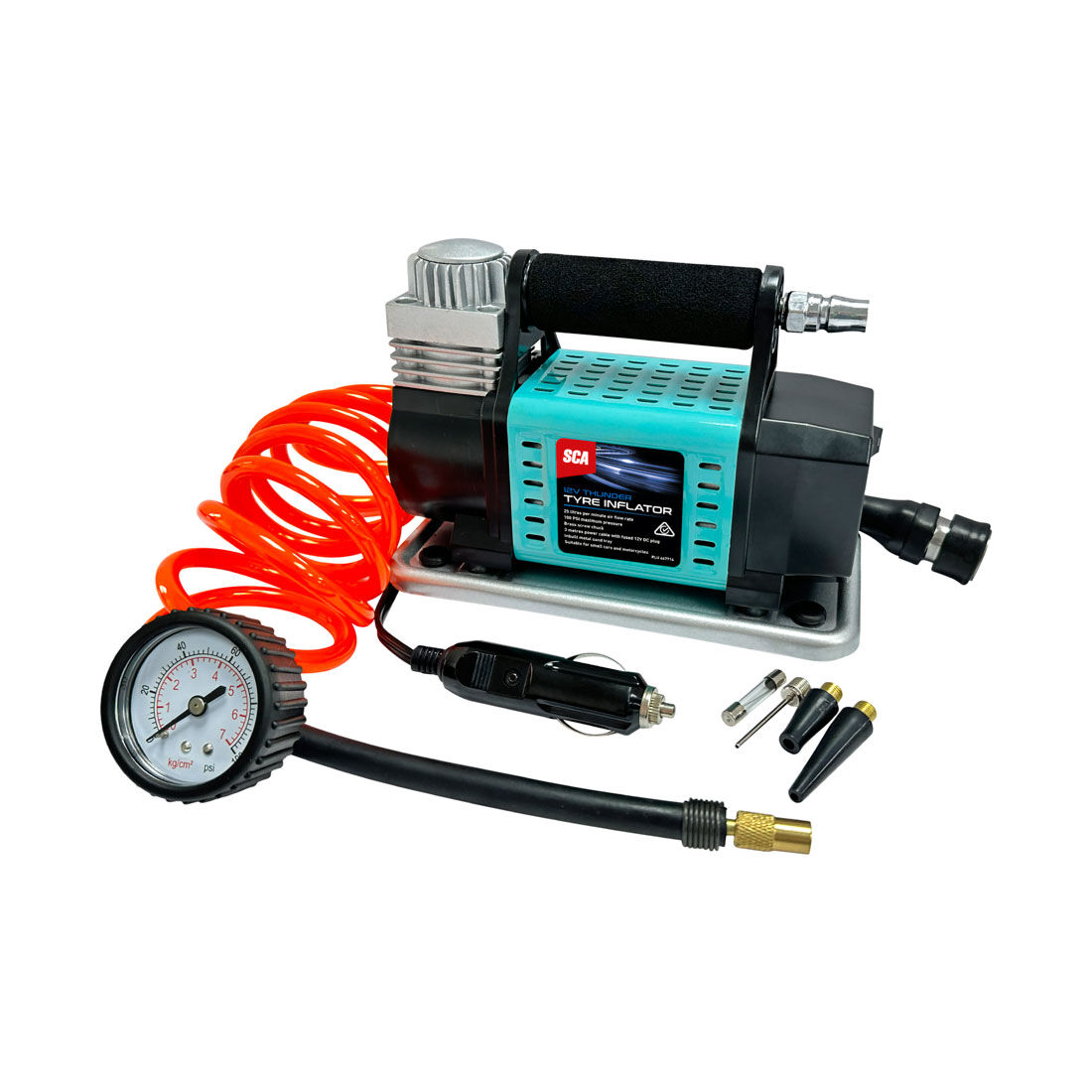 SCA Thunder 12V 100PSI 25LPM Tyre Inflator, , scaau_hi-res