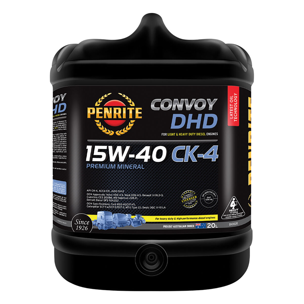 Penrite Convoy Diesel HD Engine Oil 15W-40 20 Litre, , scaau_hi-res