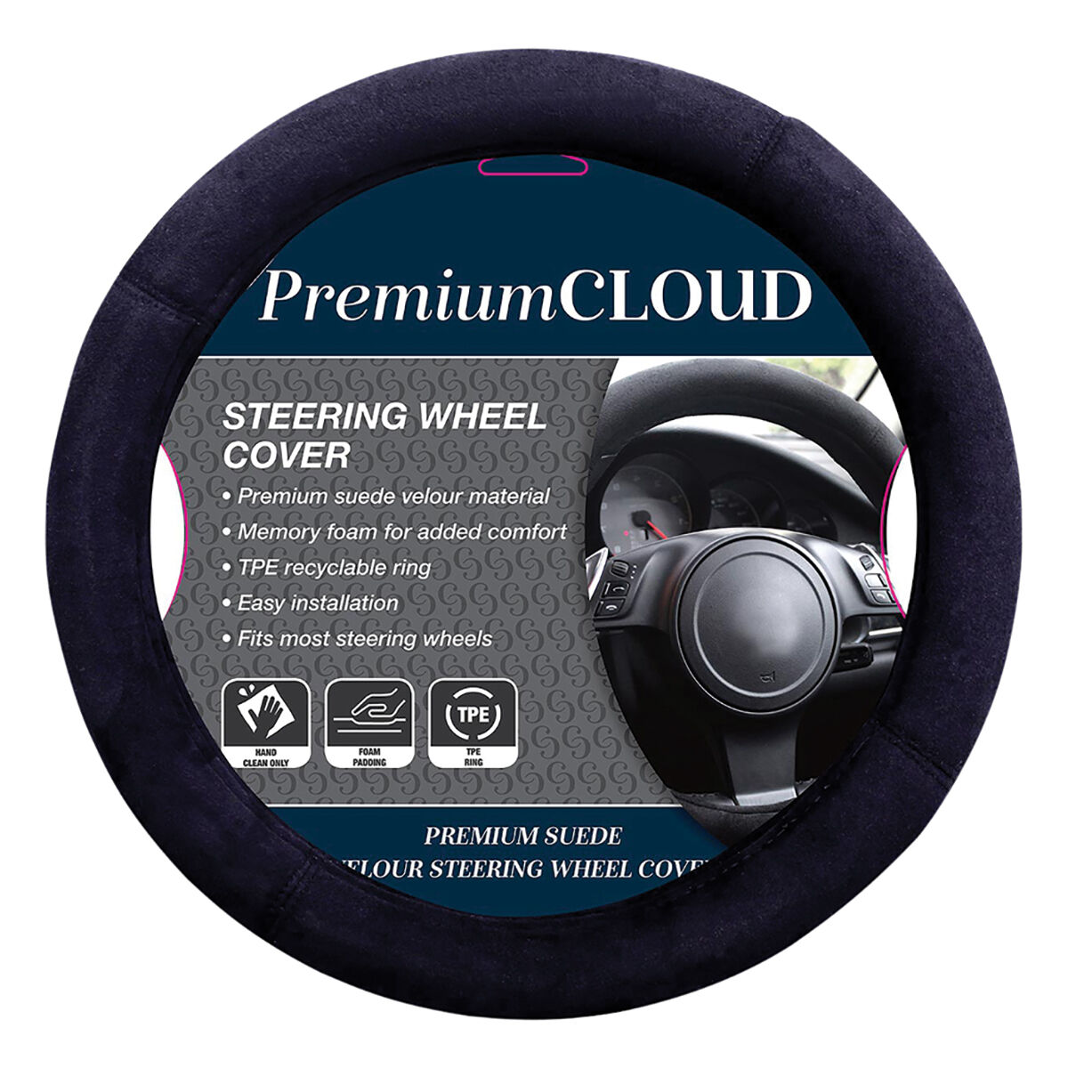 Premium Cloud Suede Steering Wheel Cover -Black 380mm diameter Supercheap  Auto