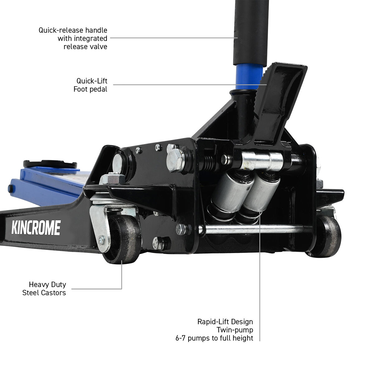 Kincrome Hydraulic Super Low Profile Garage Jack 1100kg, , scaau_hi-res