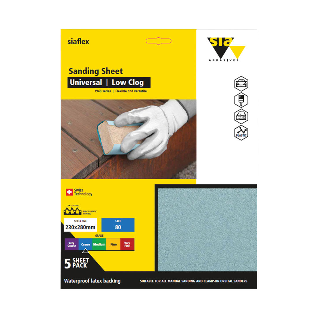 Siaflex 1948 P400 Sandpaper 5 Pack 230mm x 280mm, , scaau_hi-res