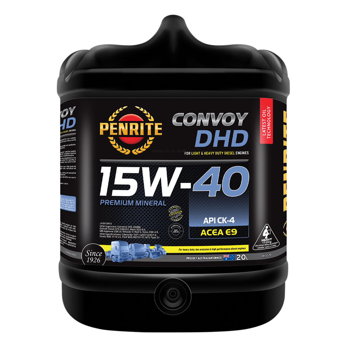 Penrite Convoy Diesel HD Engine Oil 15W-40 20 Litre, , scaau_hi-res