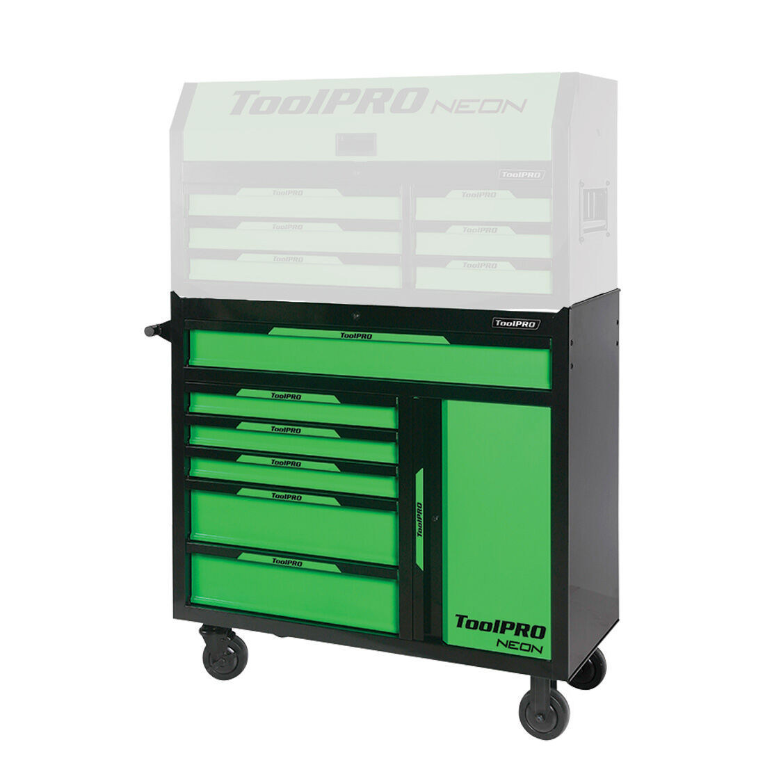 ToolPRO Neon Tool Cabinet Green 6 Drawer 42 Inch, , scaau_hi-res
