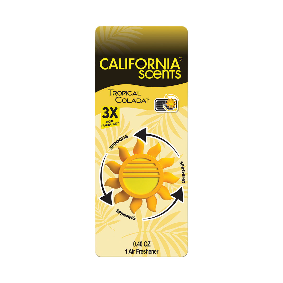 California Scents Novelty Sun Spinner Car Air Freshener Vent Clip, Tropical Colada Scent, , scaau_hi-res