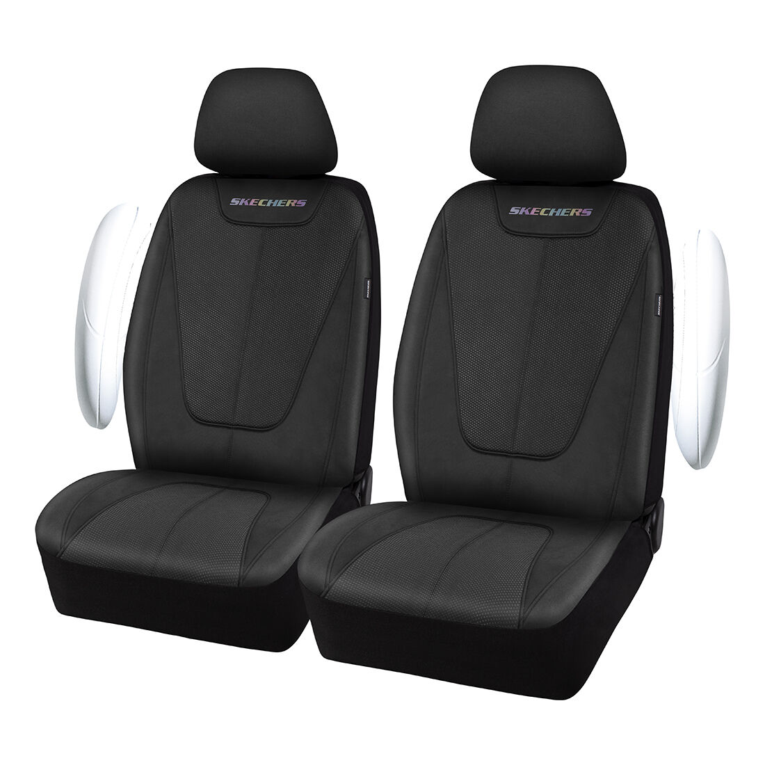 Skechers Goga Mat Seat Covers Black Adjustable Headrests Airbag Compatible 30SAB, , scaau_hi-res