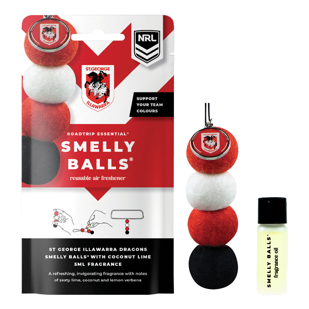 Smelly Balls Air Freshener Set St George Illawarra Dragons Coconut Lime 5ml, , scaau_hi-res