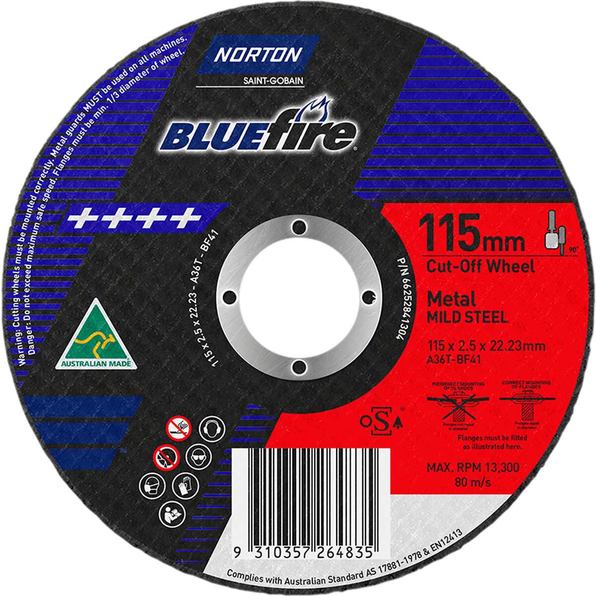 Norton Metal Cut off Disc 115mm x 2.5mm x 22mm, , scaau_hi-res