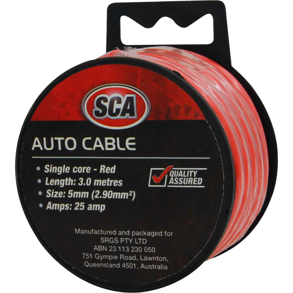 SCA Automotive Cable Single Core 25A 5mm x 3m Red, , scaau_hi-res