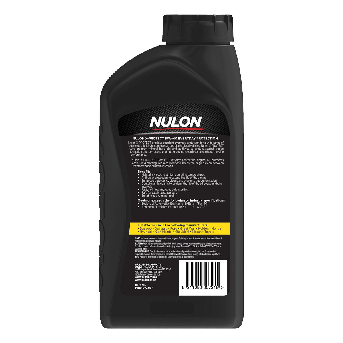 Nulon X-Protect Premium Mineral Engine Oil - 15W-40, 1 Litre, , scaau_hi-res