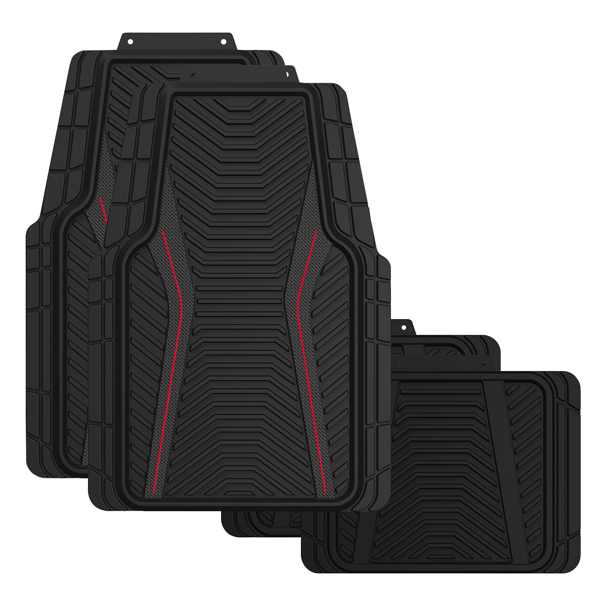 SCA Carbon Fibre Design Floor Mats with Red Piping, , scaau_hi-res