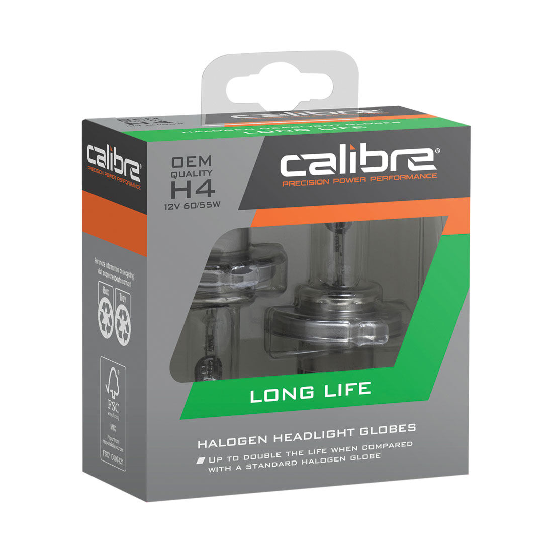 Calibre Long Life Headlight Globes - H4, 12V 60/55W, CALLH4, , scaau_hi-res