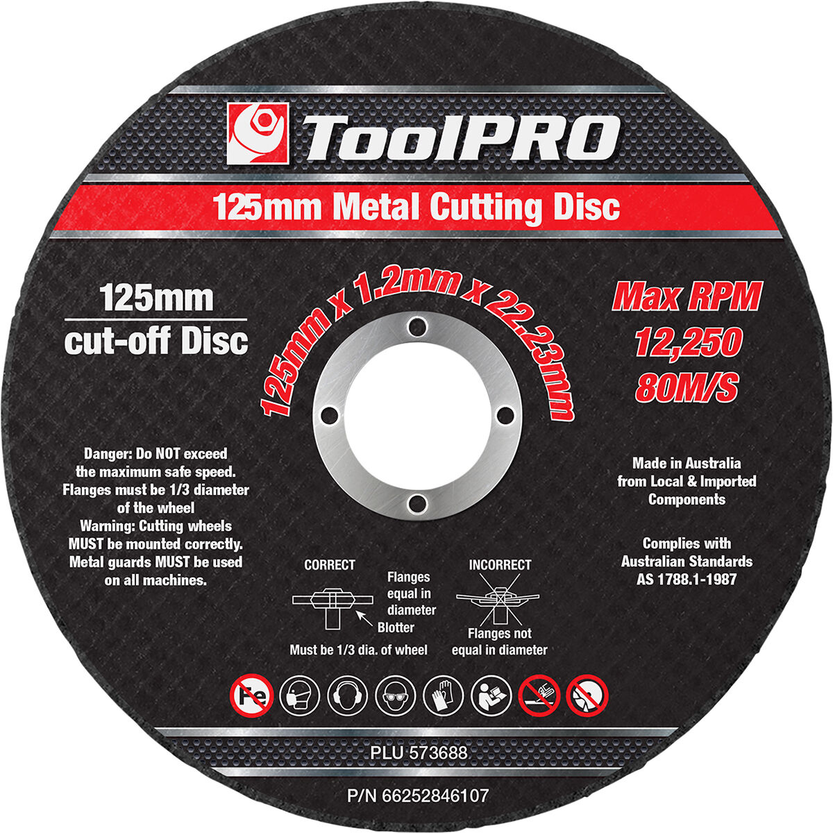 ToolPRO Metal Cut Off Disc 125mm x 1.2mm x 22.23mm 10 Pack, , scaau_hi-res