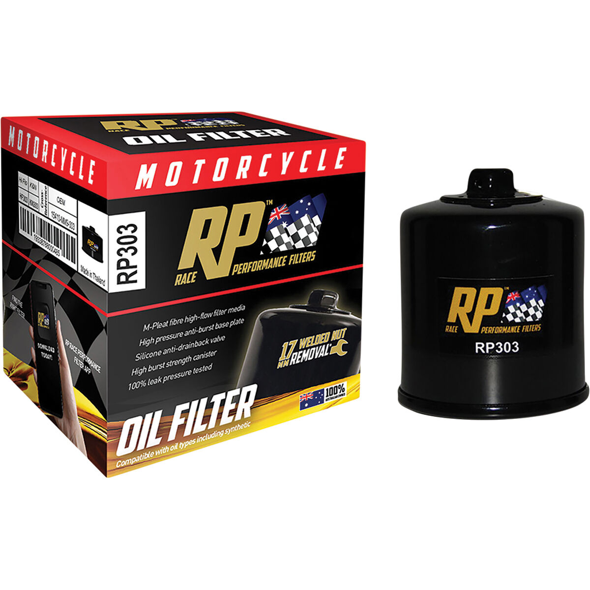 Race Performance Motorcycle Oil Filter RP303, , scaau_hi-res