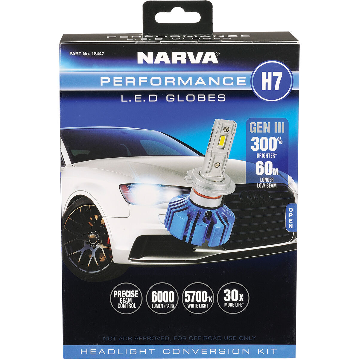 Narva Gen III LED Headlight Globes - H7 12/24V, 18447, , scaau_hi-res