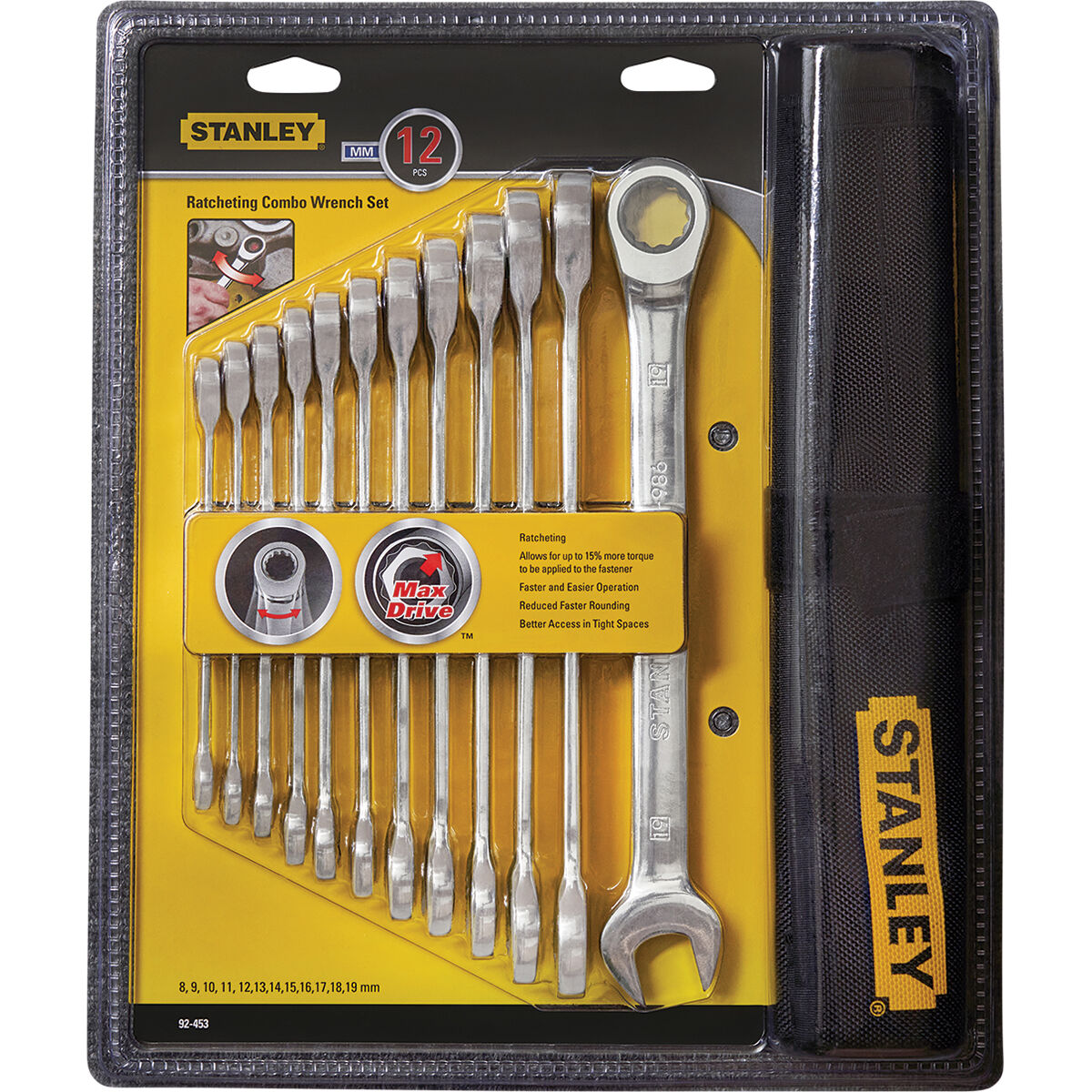 Stanley Ratchet Spanner Set Metric 12 Piece, , scaau_hi-res